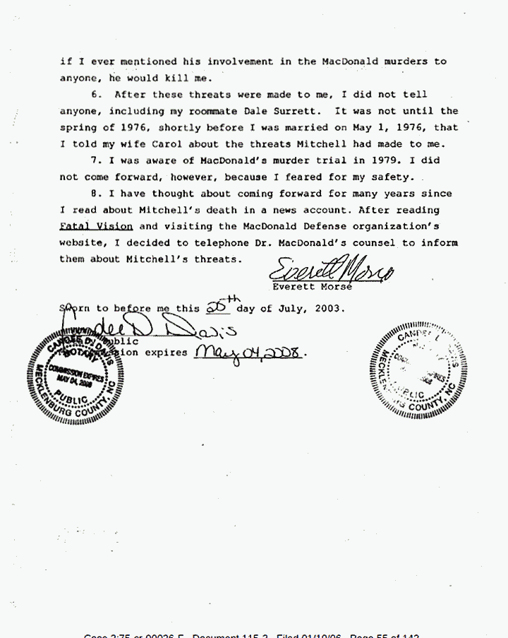 July 25, 2003: Affidavit of Everett Morse re: Greg Mitchell, p. 2 of 2