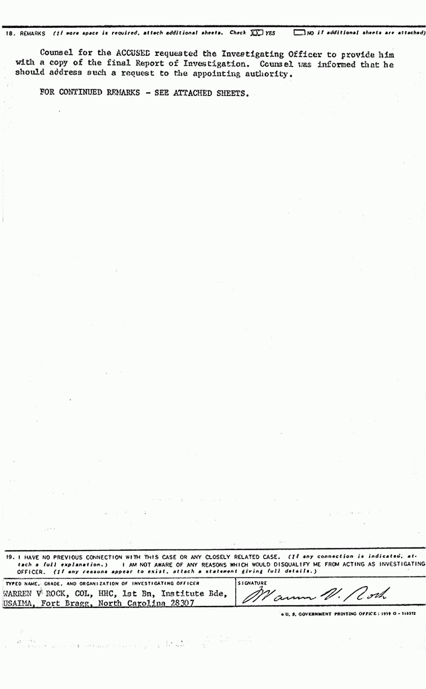 October 13, 1970: Article 32 final report of Col. Warren Rock, p. 4 of 18