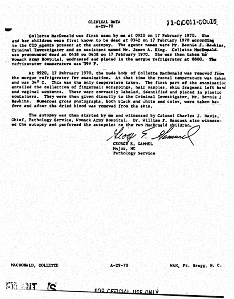 Death certificate and autopsy report of Colette MacDonald, p. 9 of 13