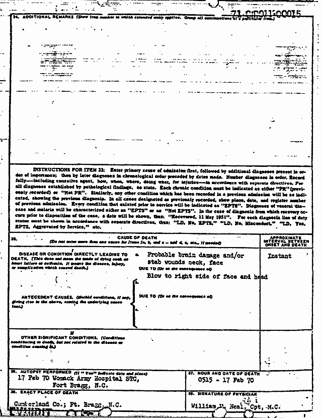 Death certificate and autopsy report of Kimberley MacDonald, p. 11 of 13