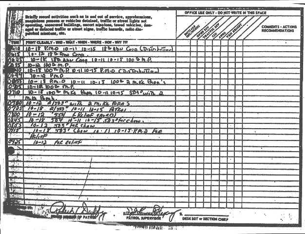 February 16-17, 1970: Military Police patrol log, p. 2 of 4