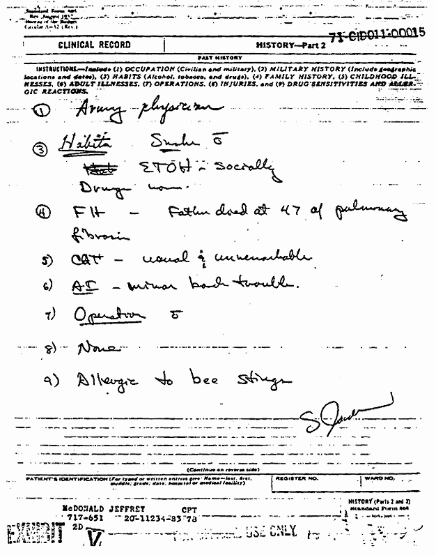 February 26, 1970: Medical reports Feb. 17-26, 1970 re: Jeffrey MacDonald, p. 2 of 11