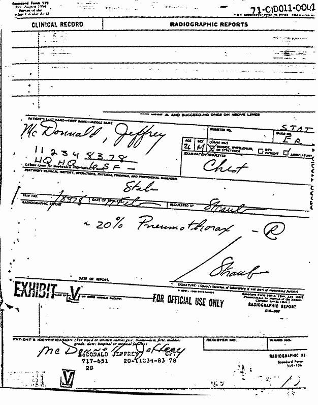 February 26, 1970: Medical reports Feb. 17-26, 1970 re: Jeffrey MacDonald, p. 3 of 11