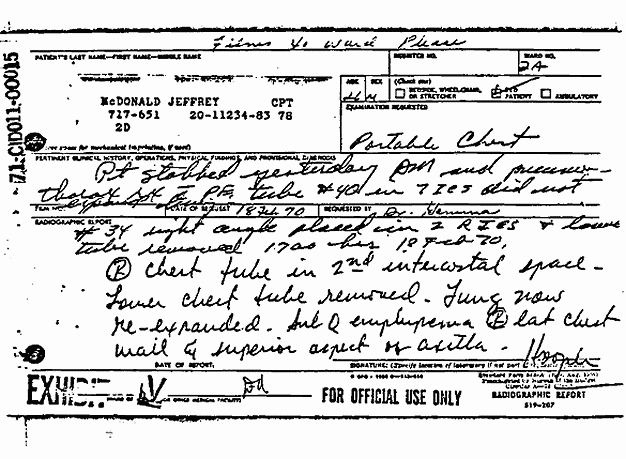 February 26, 1970: Medical reports Feb. 17-26, 1970 re: Jeffrey MacDonald, p. 4 of 11