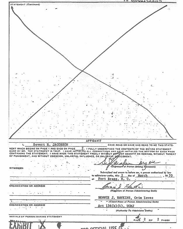 March 2, 1970: Statement of Dr. Severt Jacobson re: Jeffrey MacDonald's injuries, p. 2 of 2