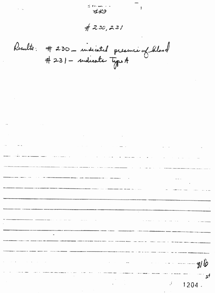 March 5, 1970: Notes of Janice Glisson (CID) re: evidence examined by Larry Flinn (CID), p. 4 of 4