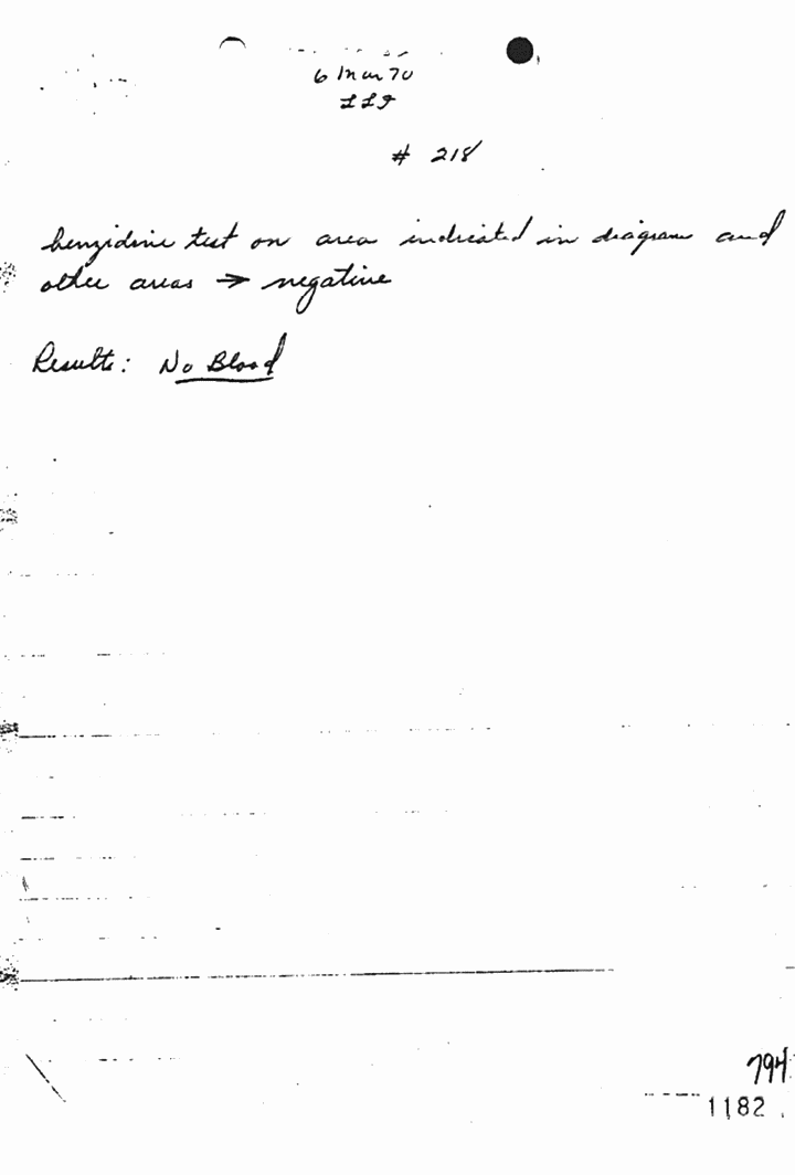 March 6, 1970: Notes of Janice Glisson (CID) re: evidence examined by Glisson and Larry Flinn (CID), with cover page by Craig Chamberlain (CID), p. 3 of 5