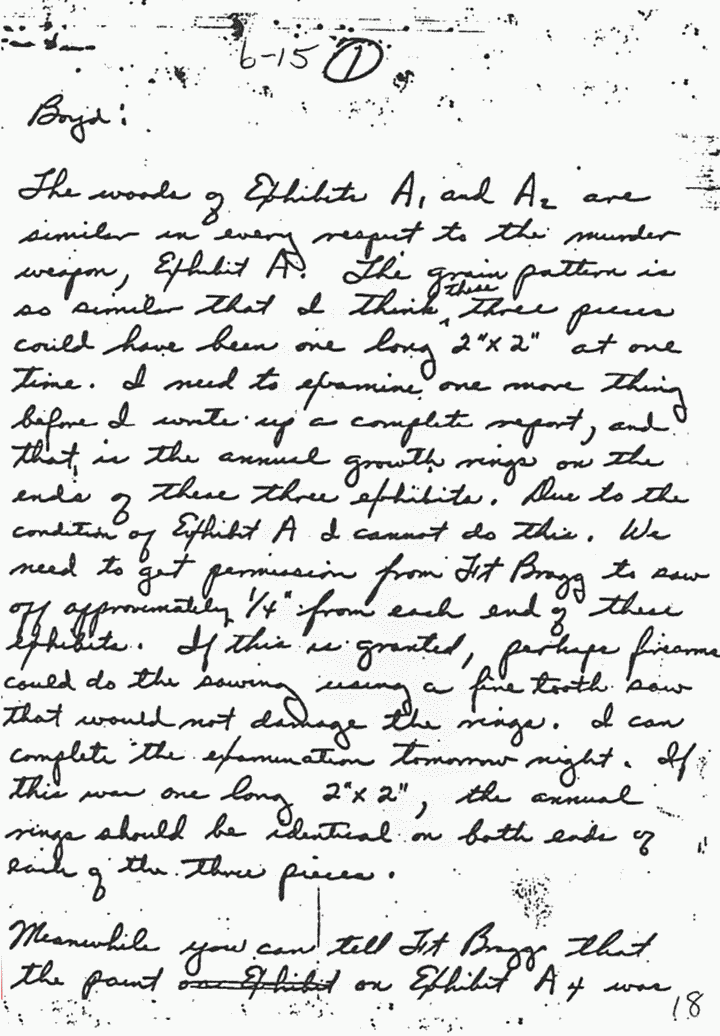 Circa March 20, 1970: Note from Dillard Browning (CID) to Arthur Boyd Conners (Chief, Chemistry Division) re: USACIL Report FA-D-P-C-FP-82-70-R3 (wood and paint), p. 1 of 3