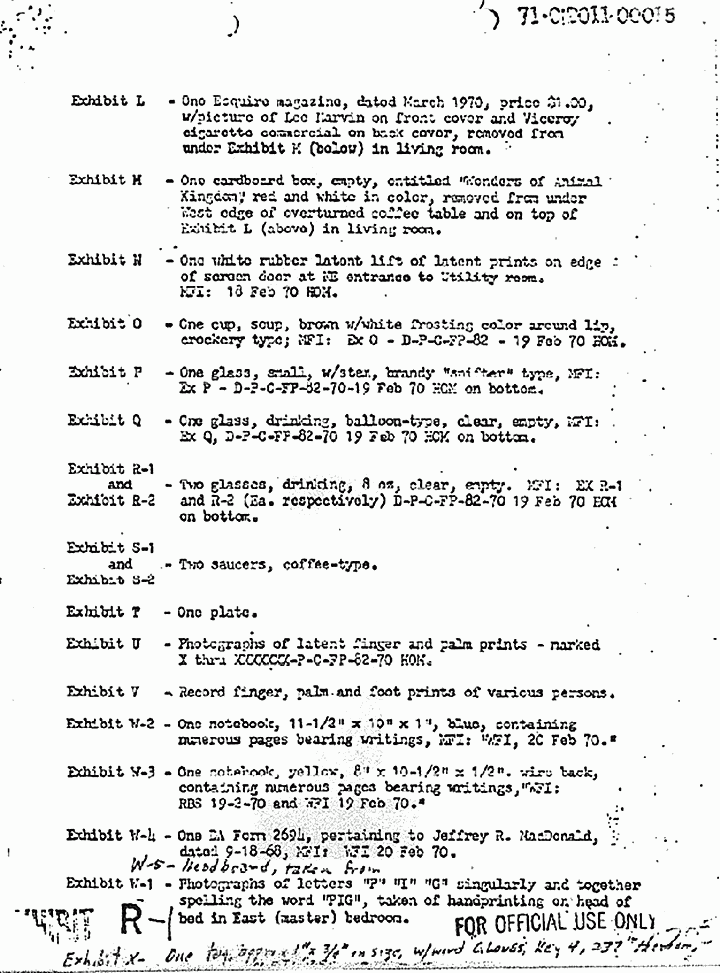 April 6, 1970: Explanation of Exhibit Designation for Exhibits Processed by Chemistry Division, p. 4 of 4