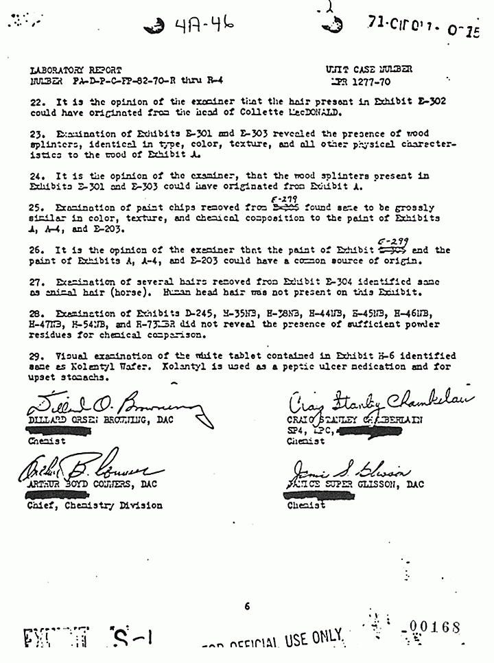 April 17, 1970: USACIL Report FA-D-P-C-FP-82-70-R thru R-4, p. 6 of 7