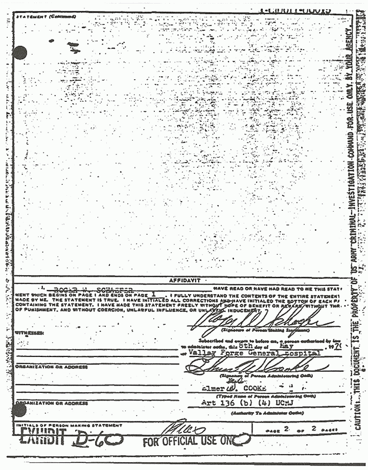 May 8, 1970: Statement of Roger Schaefer (CID) re: the finding of Jeffrey MacDonald's wallet,  p. 2 of 2
