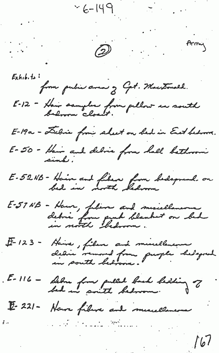 List of exhibits by Dillard Browning (CID) re: USACIL Report P-D-FA-C-FP-82-70-R14, p. 2 of 3