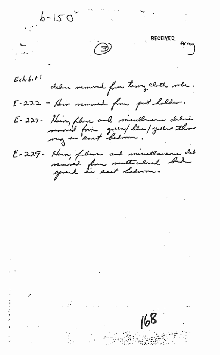 List of exhibits by Dillard Browning (CID) re: USACIL Report P-D-FA-C-FP-82-70-R14, p. 3 of 3