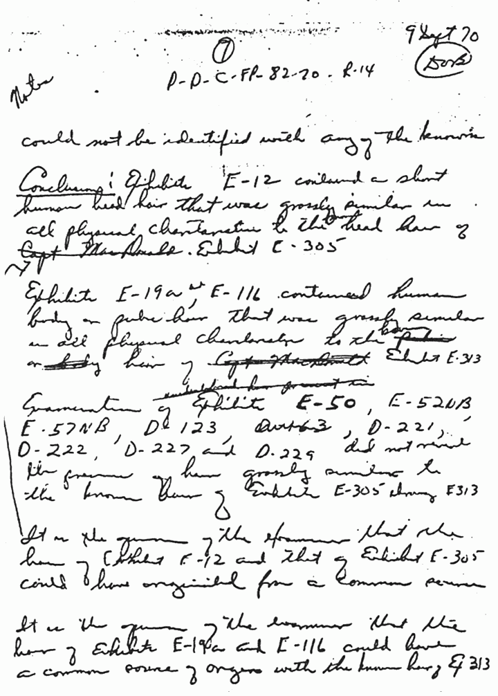 September 9, 1970: Notes of Dillard Browning (CID) re: USACIL Report P-D-FA-C-FP-82-70-R14