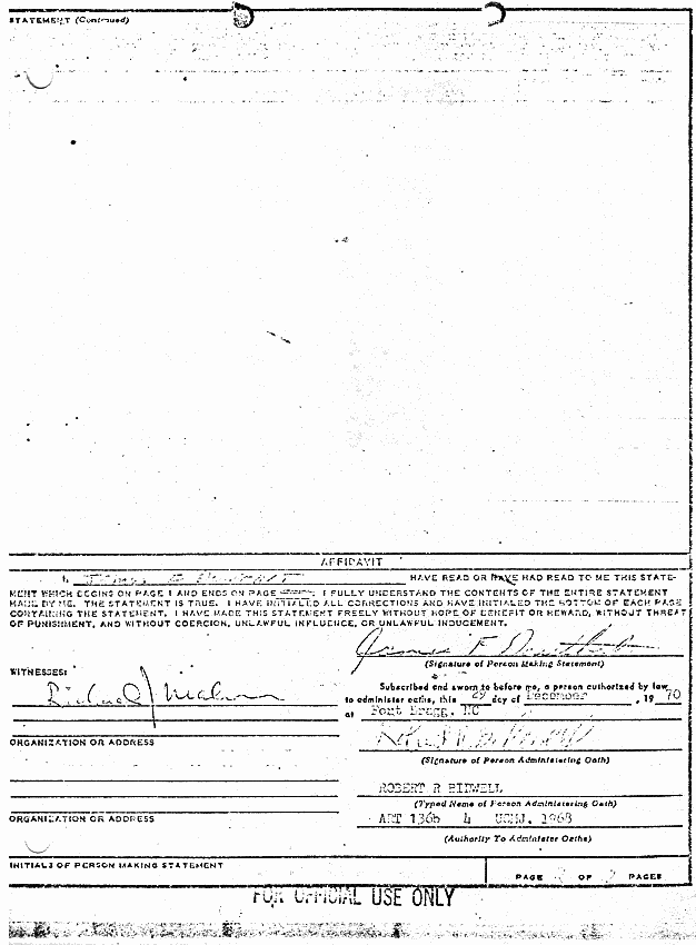 December 28, 1970: Statement of James Douthat re: Leads, p. 2 of 2