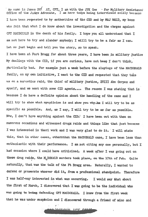 Circa 1970: Undated statement of James Douthat, p. 1 of 13