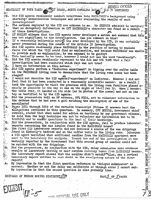 January 5, 1971: Statement of Col. Warren Rock, p. 3 of 8