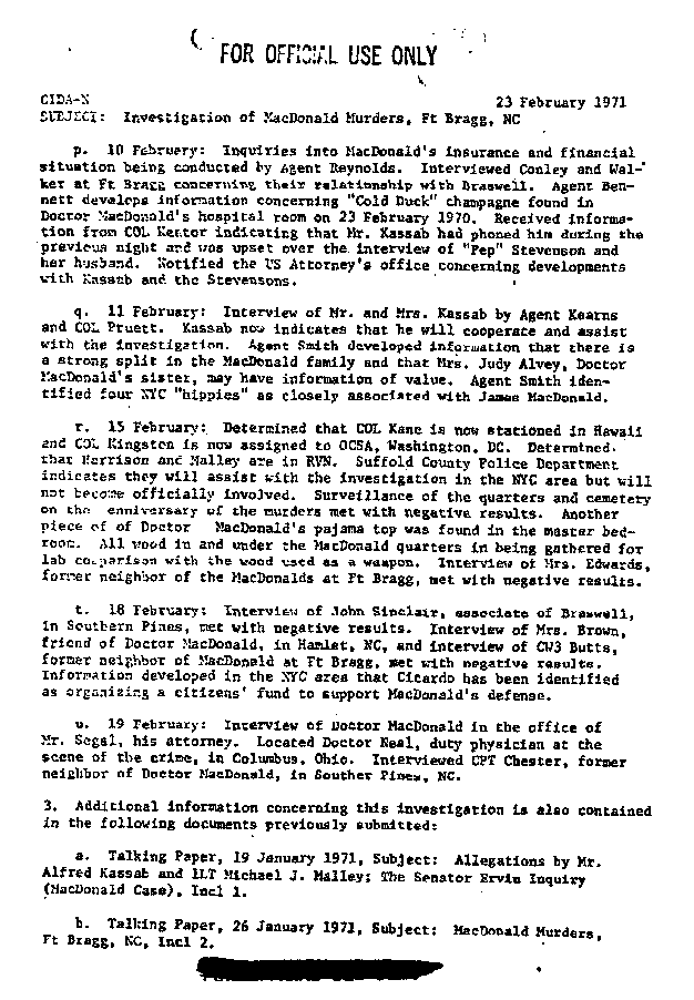 February 23, 1971: Col. Jack Pruett's report re: Investigation of the MacDonald murders, p. 4 of 5