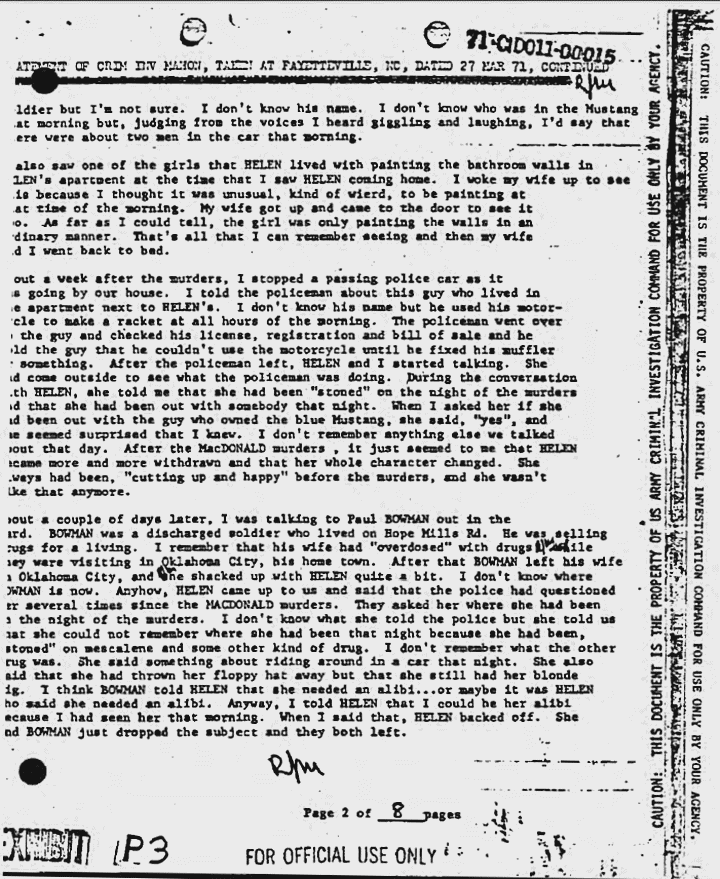 March 27, 1971: Statement of Richard Mahon re: interview of William Posey, p. 2 of 8