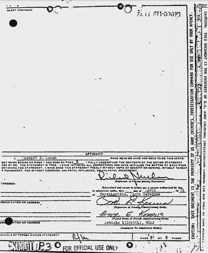 March 27, 1971: Statement of Richard Mahon re: interview of William Posey, p. 8 of 8