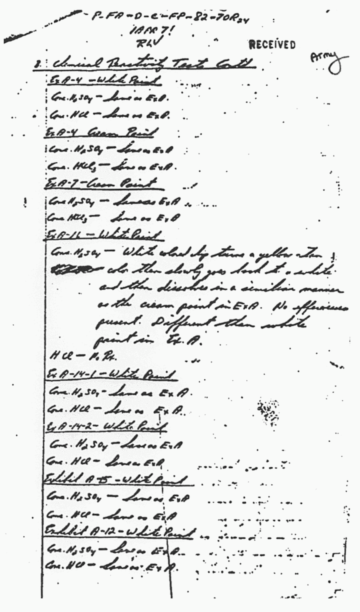 April 1, 1971: Notes of Robert Vogenthaler (CID) re: USACIL Report P-FA-D-C-FP-82-70-R24, p. 4 of 5