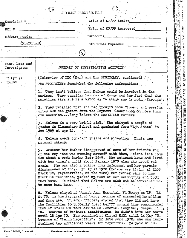 April 7, 1971: Case Progress File re: contacting Mr. and Mrs. Clarence Stoeckley, p. 2 of 4