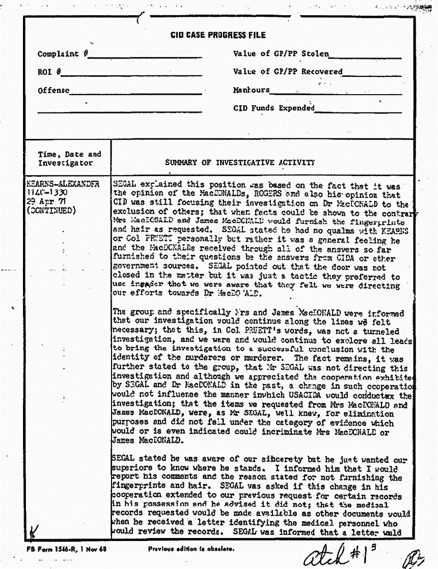 April 29, 1971: Case Progress File, p. 1 of 8