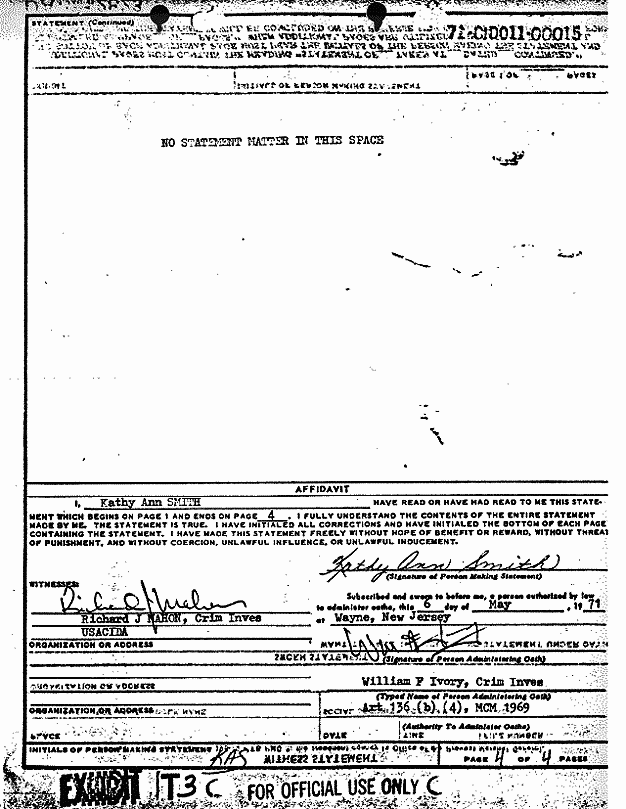May 5, 1971: Statement of Kathy Smith re: Helena Stoeckley, p. 4 of 4