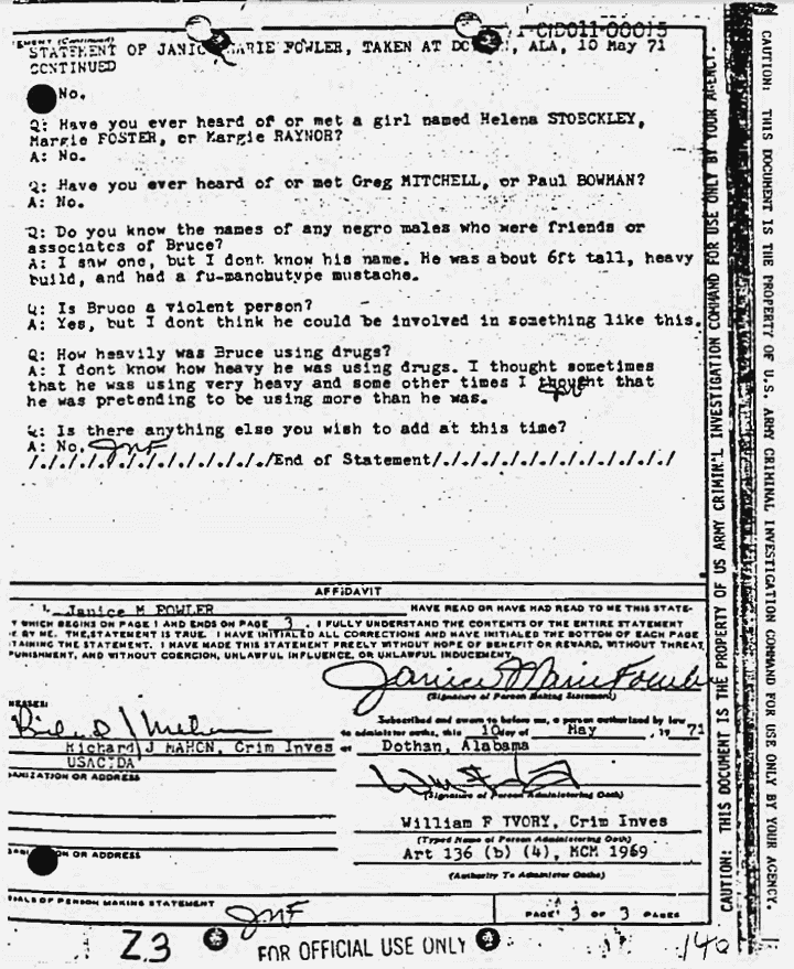 May 10, 1971: Statement of Janice Fowler, p. 3 of 3