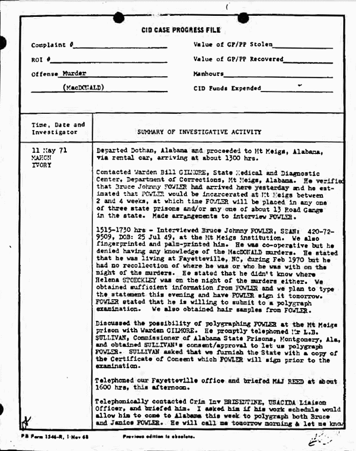 May 11, 1971: Case Progress File