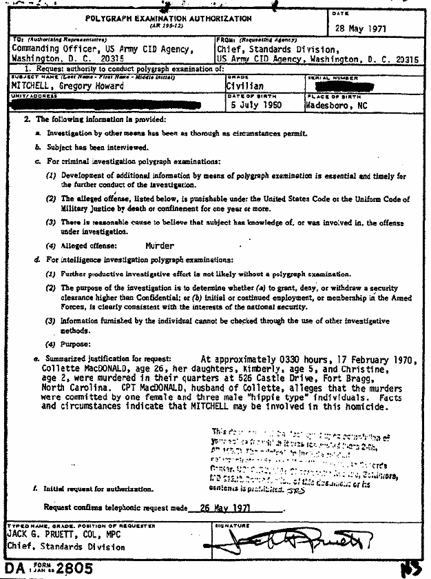 May 26-28, 1971: Polygraph examination of Greg Mitchell, p. 6 of 7