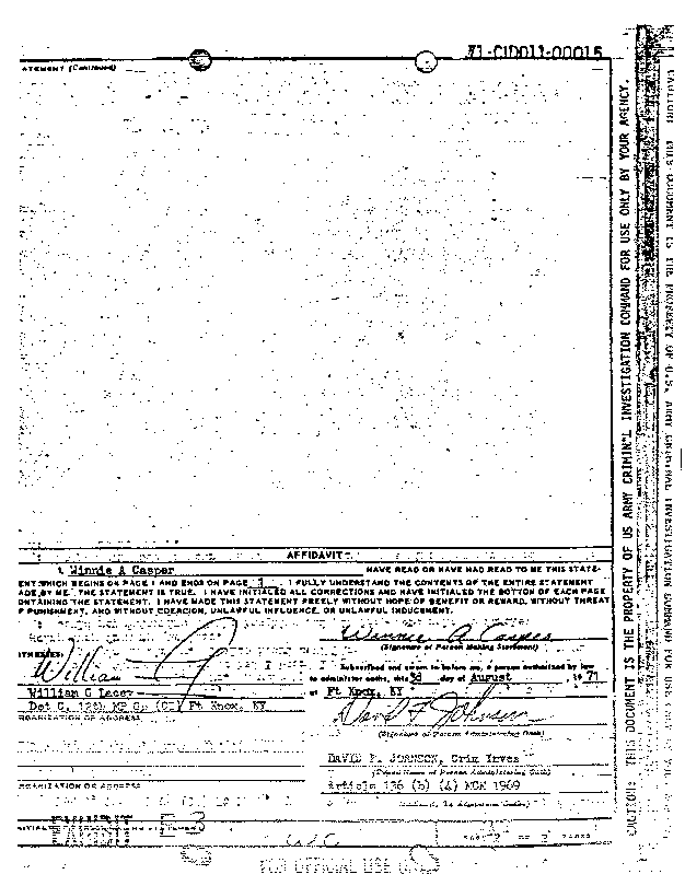 August 3, 1971: Statement of Winnie Casper, p. 2 of 2