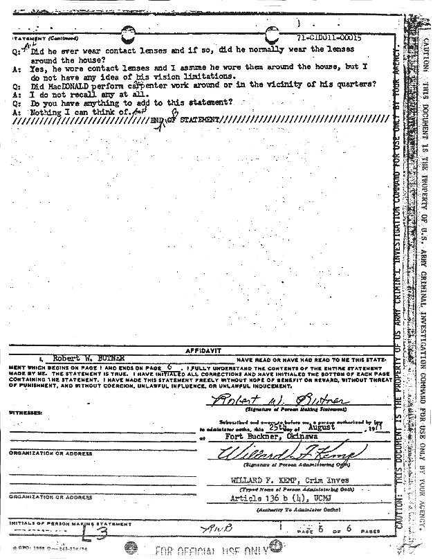 August 24, 1971: Statement of Robert Butner, p. 6 of 6
