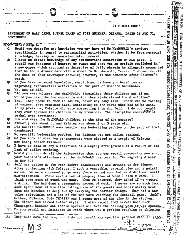 August 26, 1971: Statement of Mary Carol Butner, p. 2 of 6