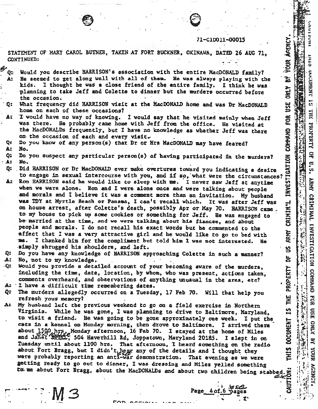 August 26, 1971: Statement of Mary Carol Butner, p. 4 of 6