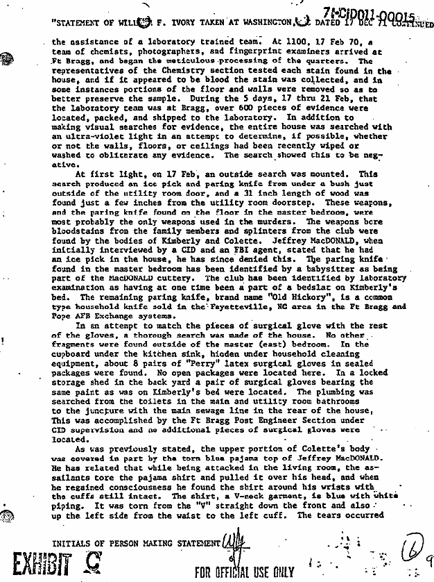 December 17, 1971: Statement of William Ivory, p. 6 of 9