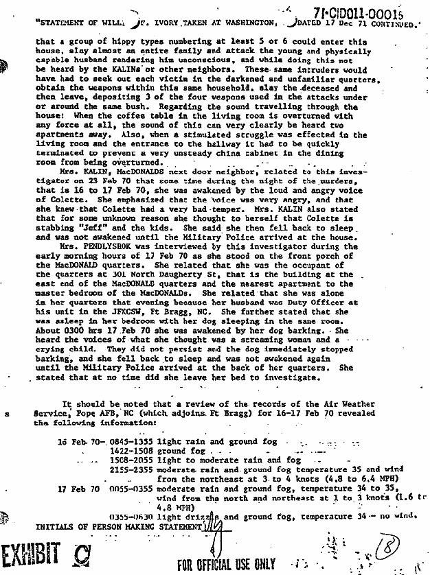 December 17, 1971: Statement of William Ivory, p. 8 of 9