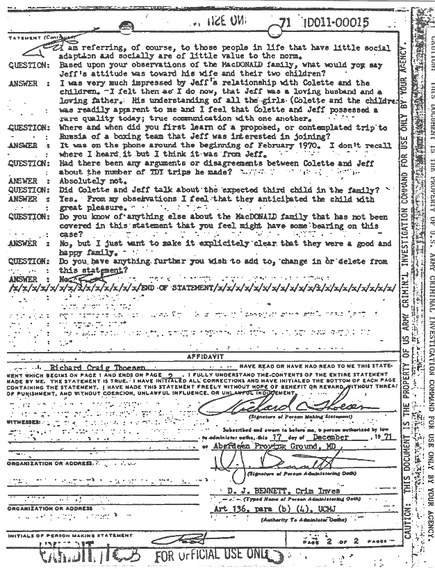 December 17, 1971: Statement of Richard Thoesen, p. 2 of 2