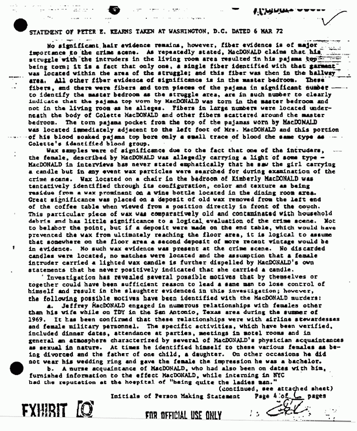 March 6, 1972: Statement of Peter Kearns re: Summary of CID case,  p. 4 of 6
