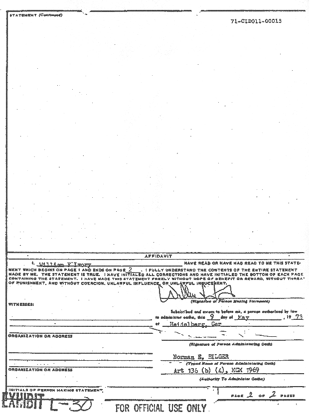 May 9, 1973: Statement of William Ivory re: Interview of Donald Kalin, p. 2 of 2