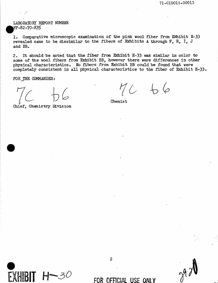 June 25, 1973: USACIL Report FP-82-70-R35, p. 2 of 2