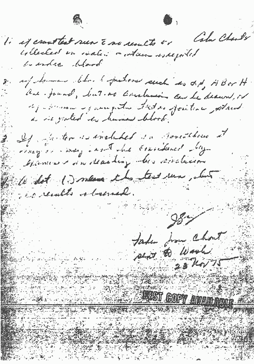 1973: Notes of Janice Glisson (CID), taken from chart sent to Washington, D.C., p. 5 of 5