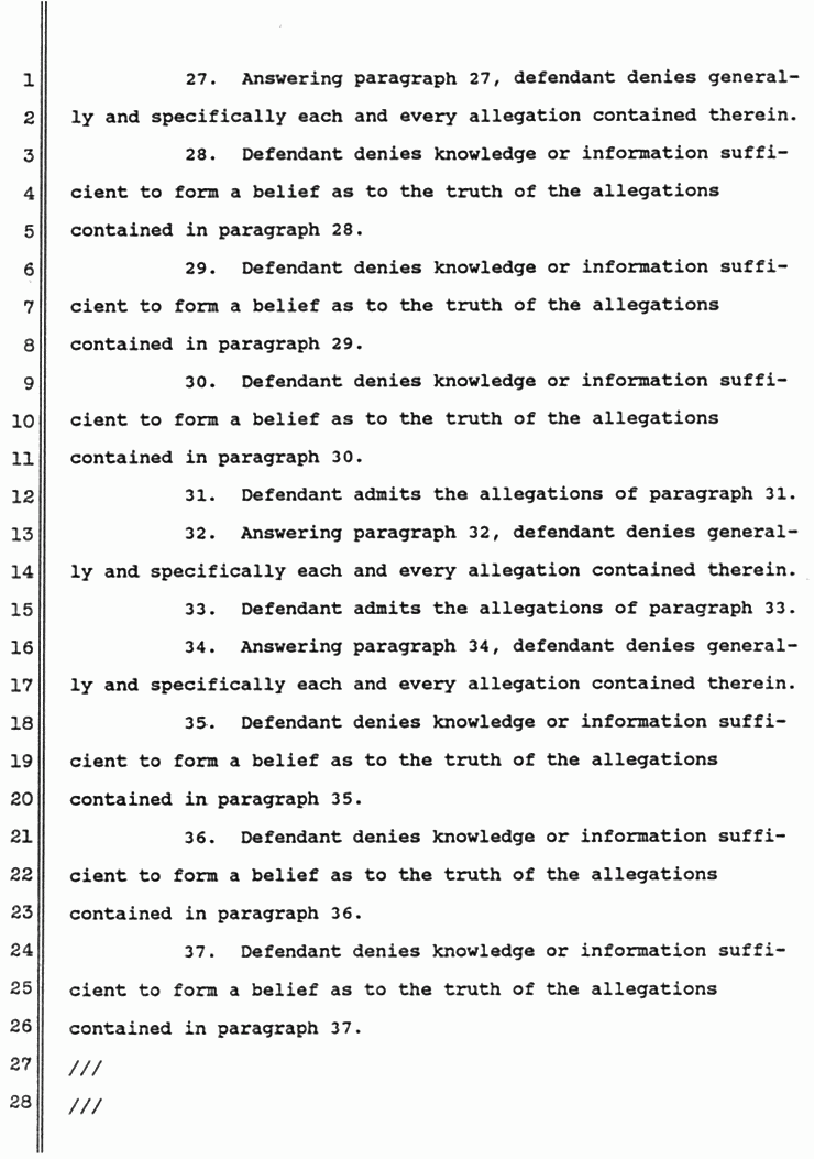 June 1988: Answer of Dorothy MacDonald to Second Amended Complaint of Mildred Kassab  to Establish and Enforce Constructive Trust, p. 5 of 10