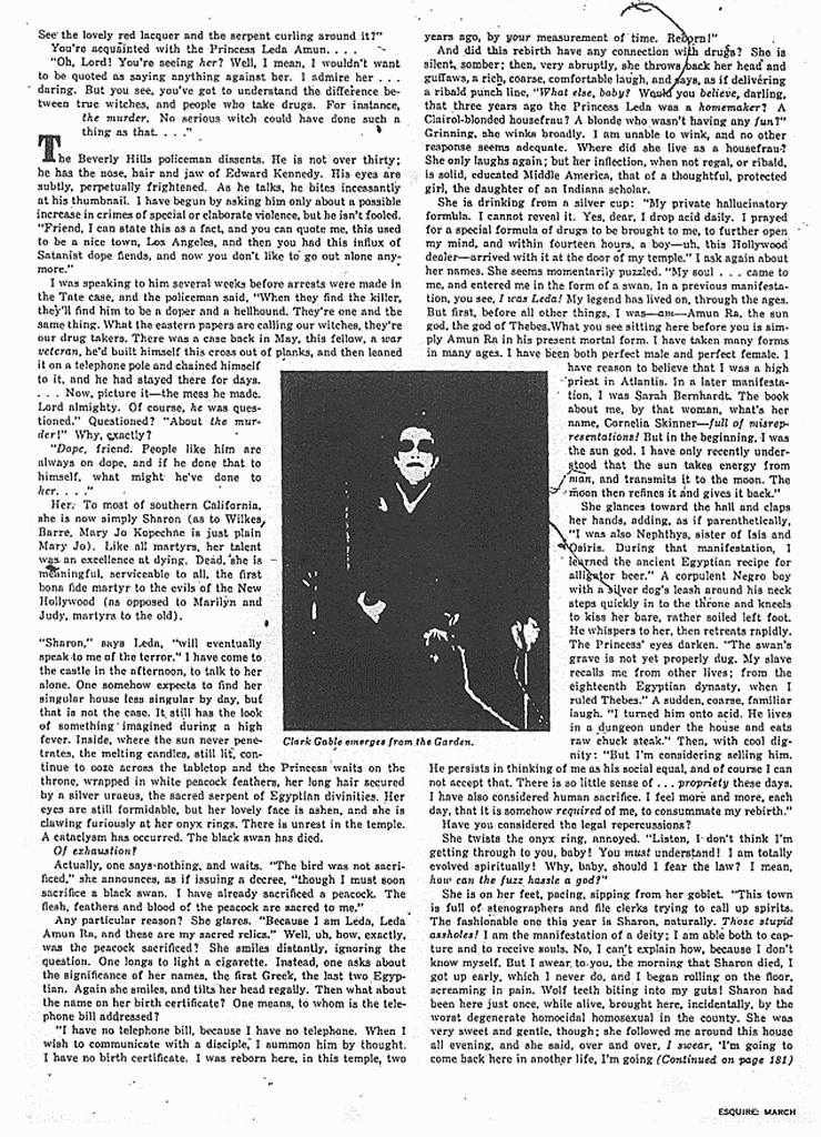 March 1970: Esquire magazine article: Princess Leda's Castle in the Air, p. 4 of 6