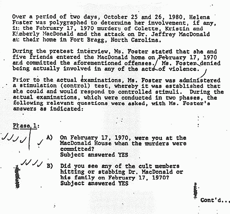 Oct. 25-26, 1980: Polygraph examination of Helena Stoeckley by Scott Mero, p. 1 of 4