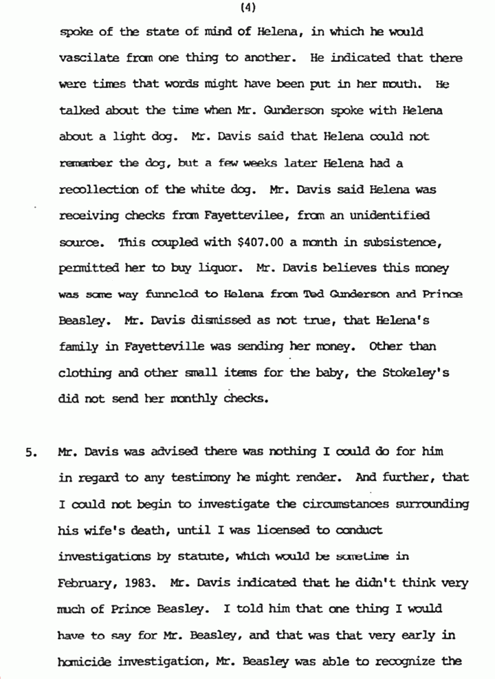 January 24, 1983: Memo from Ray Shedlick re: Interview with Ernest Davis, p. 4 of 5