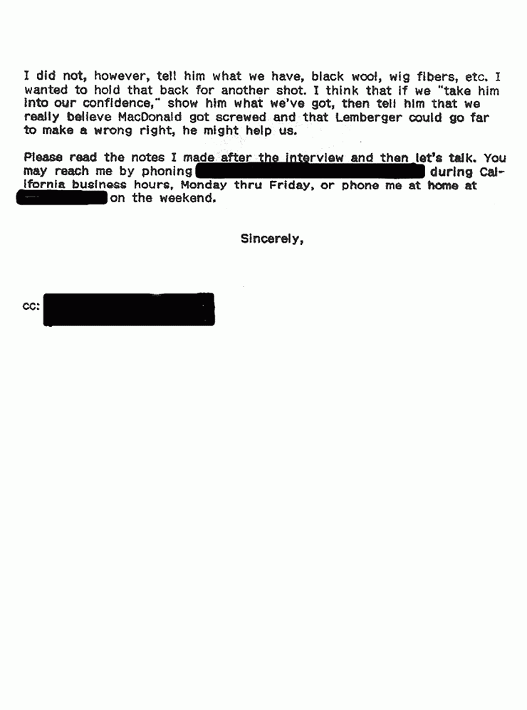 May 13, 1990: Letter re: Interview with Phil Lemberger (CID, ret.), p. 3 of 3