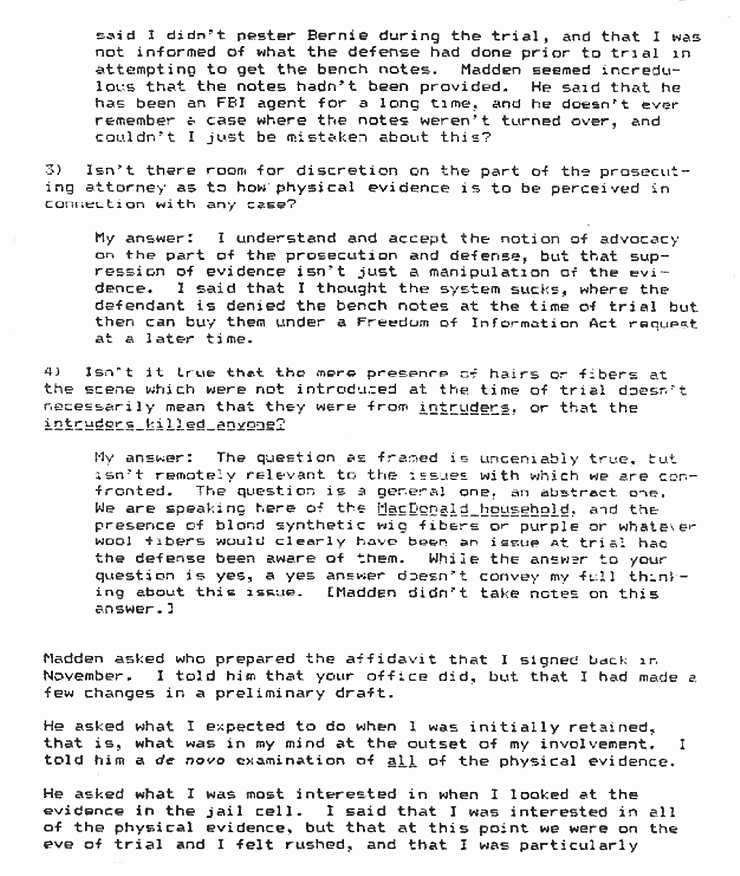 December 12, 1990: Memorandum from John Thornton re: Dec. 6, 1990 interview of Butch Madden (FBI), p. 2 of 4