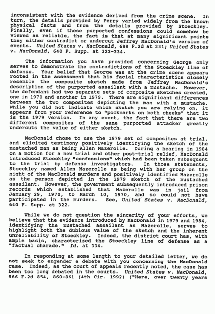 Circa October 1992: Letter from James Reynolds (DOJ) to Ted Landreth, re: suspect George, p. 4 of 5 Circa October 1992: Letter from James Reynolds (DOJ) to Ted Landreth, re: suspect George, p. 4 of 5