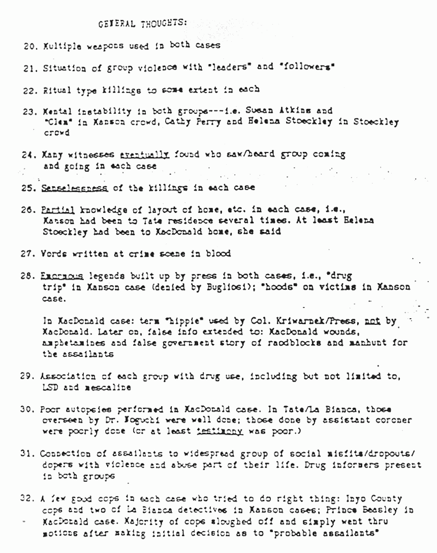 Undated: Jeffrey MacDonald's notes re: "Casual Comparison of Helter Skelter by Vincent Bugliosi and Facts in MacDonald Case", p. 3 of 5